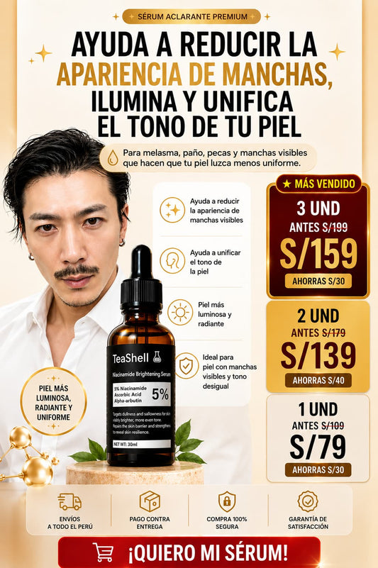 Teashell Serum ✨ ayuda a mejorar la apariencia de manchas visibles y a unificar el tono de la piel.