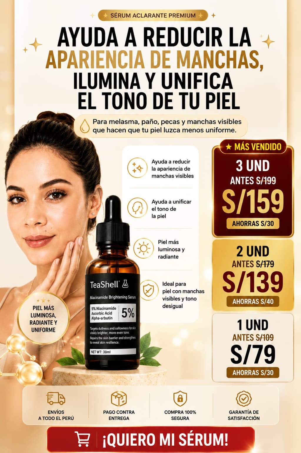 Teashell Serum ✨ Ayuda a mejorar la apariencia de manchas y unificar el tono de la piel